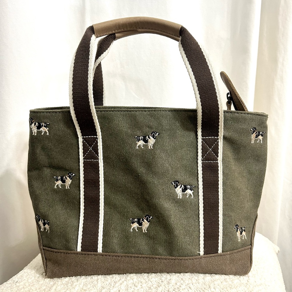L.L. Bean Olive Canvas Tote with Tan Interior Limited Edition